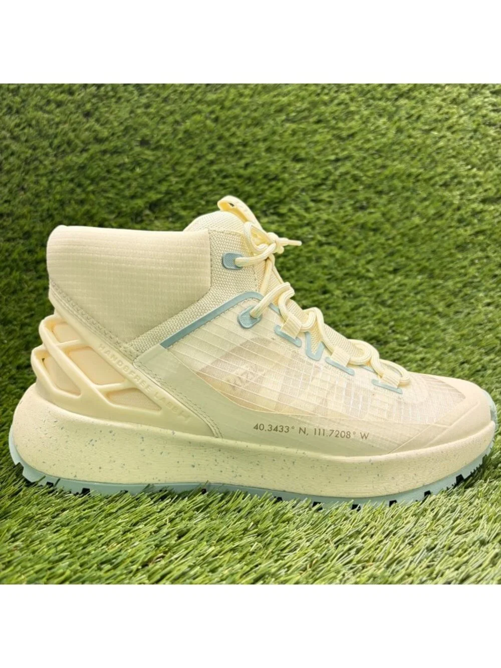 Kizik Wasatch Mid Mens Size 8.5EE Cream Blue Outdoor Hands Free Hiking Boots
